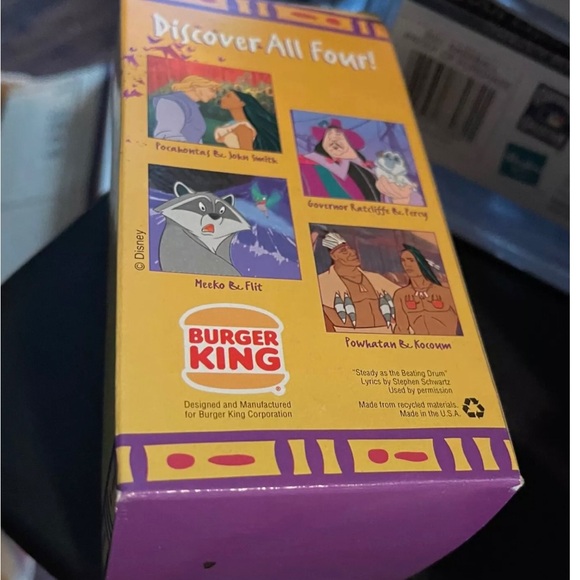 4 Vintage Disney Burger King Pocahontas Colors Of The Wind Glasses 1994